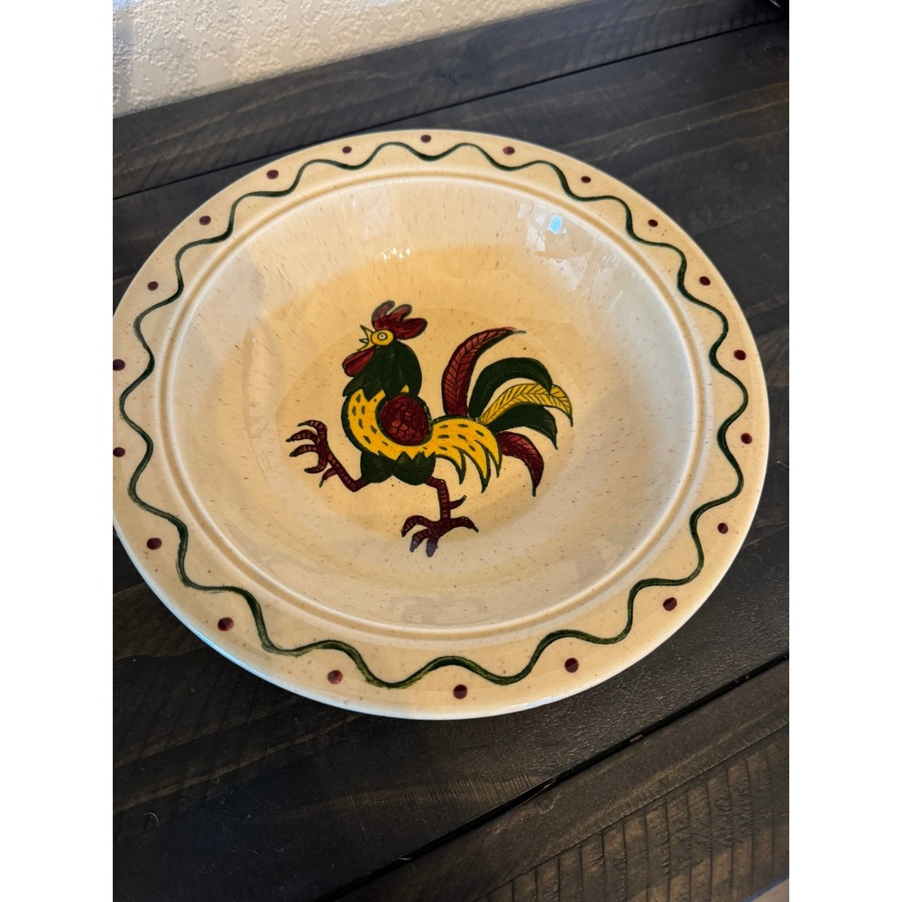 Metlox Poppytrail California Provincial Rooster Hand Painted Serving Bowl 10in
